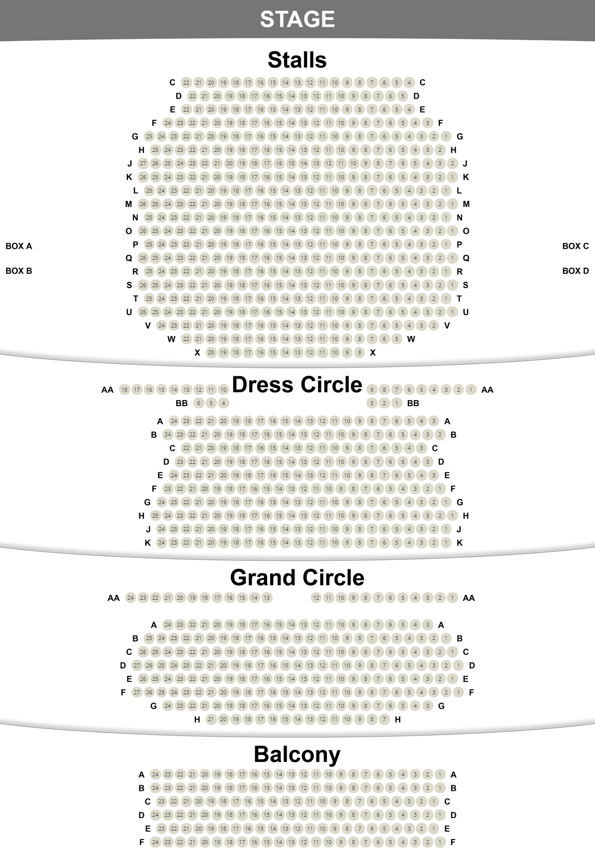 Novello Theatre seating plan