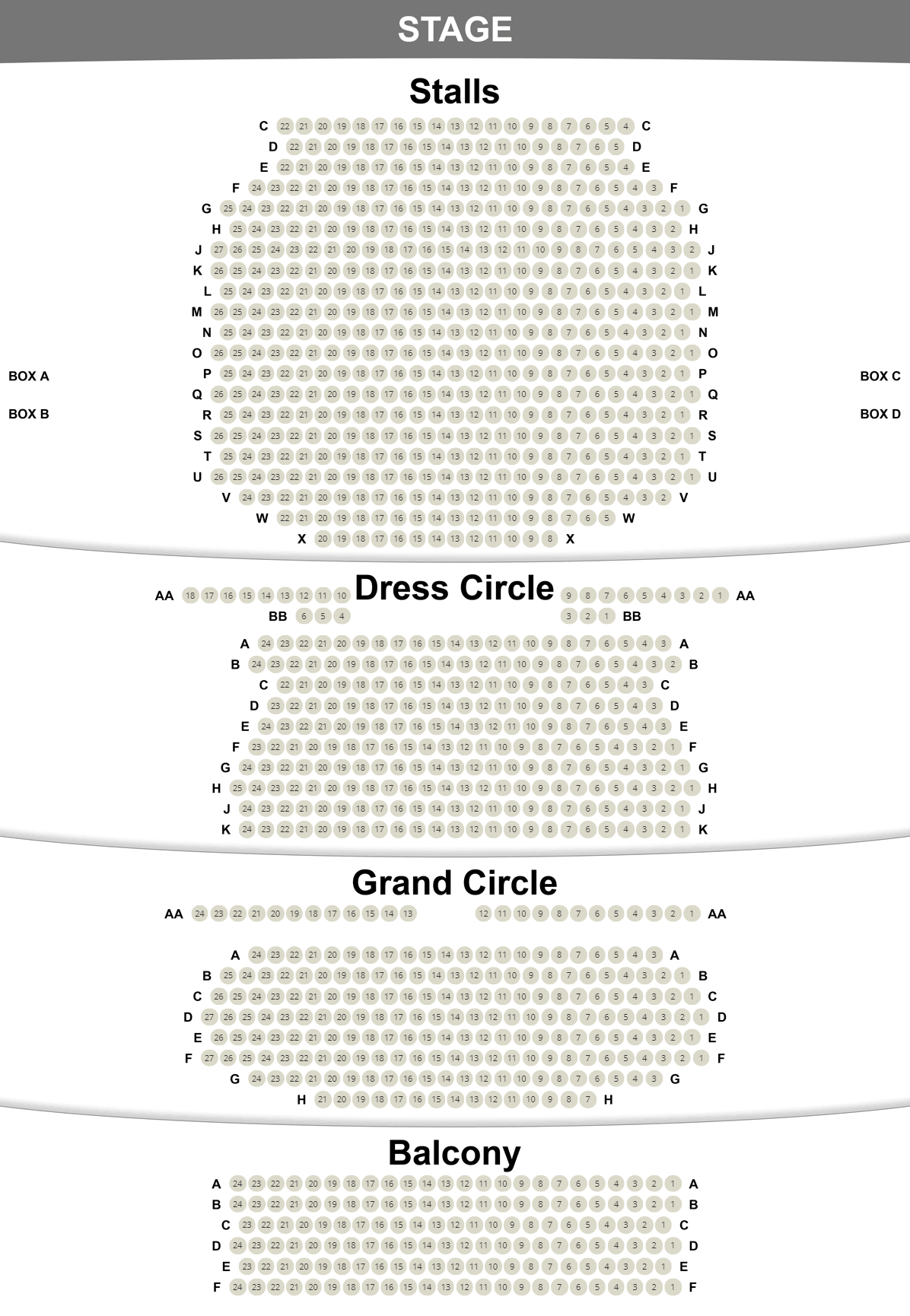 Novello Theatre Seating Plan   Novello Theatre No Interval Default 3 